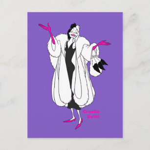 Cruella De Vil   Magenta Accessories Postcard