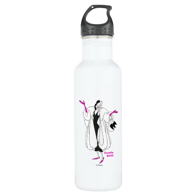 Cruella De Vil | Magenta Accessories Stainless Steel Water Bottle (Front)