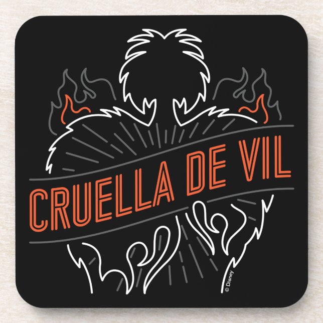 Cruella De Vil | Neon Beverage Coaster (Front)