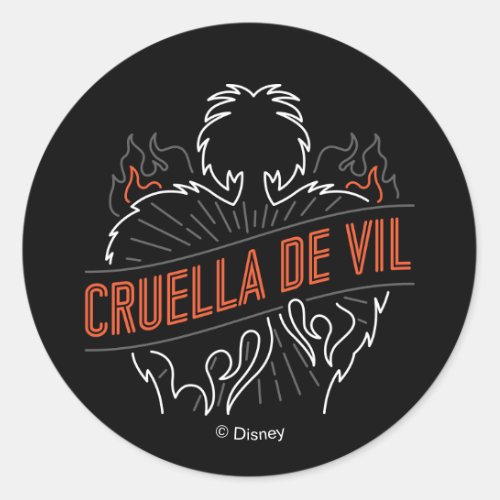 Cruella De Vil  Neon Classic Round Sticker