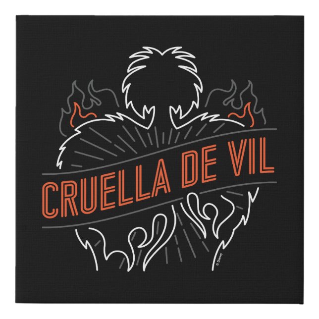 Cruella De Vil | Neon Faux Canvas Print (Front)