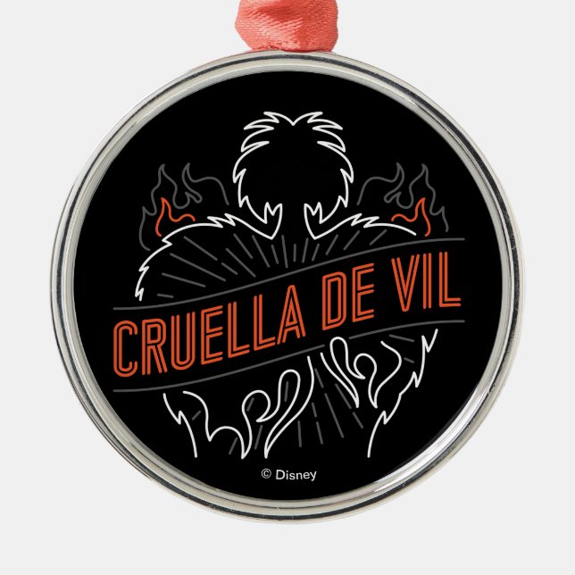 Cruella De Vil | Neon Metal Ornament (Front)
