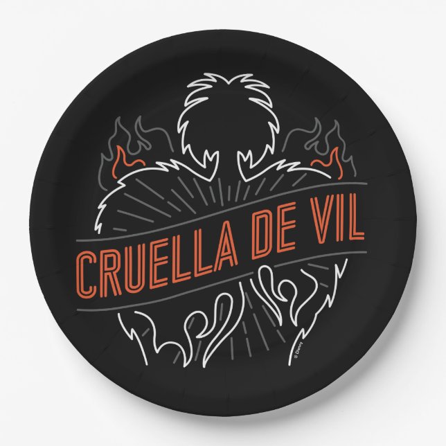 Cruella De Vil | Neon Paper Plates (Front)