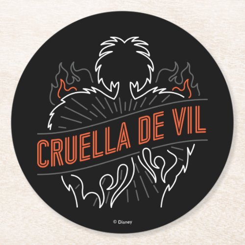 Cruella De Vil  Neon Round Paper Coaster