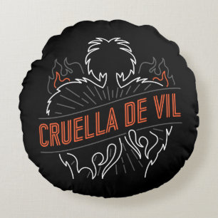 Cruella De Vil Neon Round Pillow