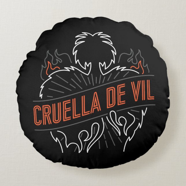 Cruella De Vil | Neon Round Pillow (Front)