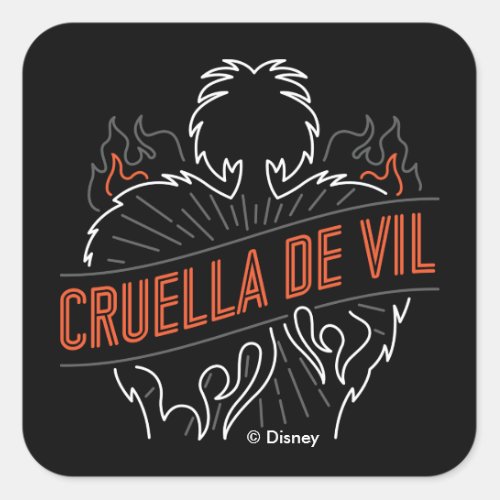 Cruella De Vil  Neon Square Sticker