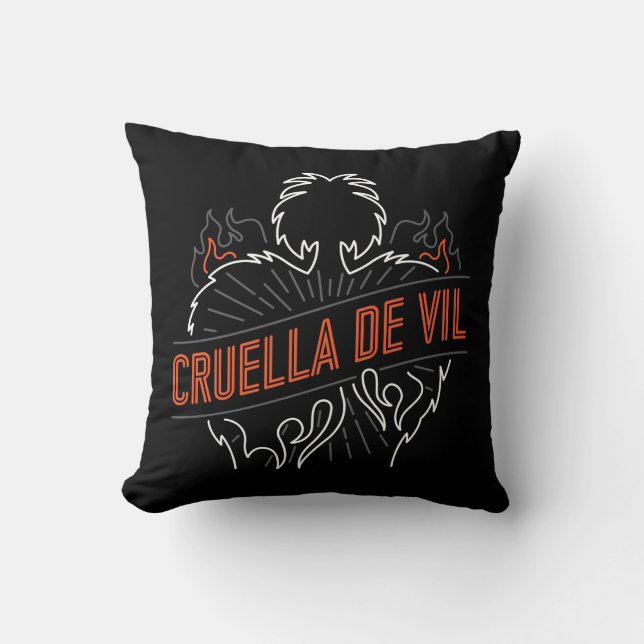 Cruella De Vil | Neon Throw Pillow (Front)