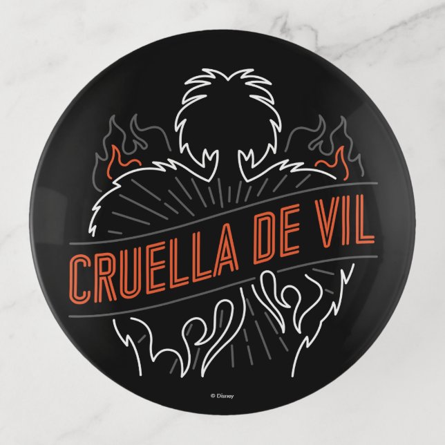 Cruella De Vil | Neon Trinket Tray (Front)