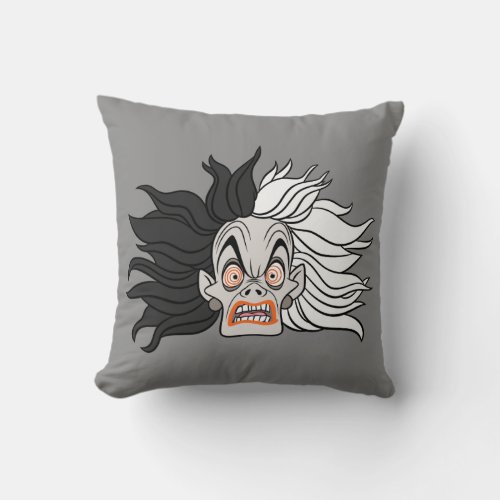 Cruella De Vil  Scary Face Throw Pillow