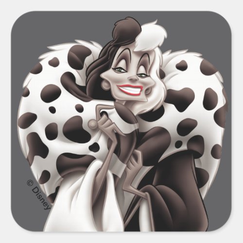 Cruella De Vil  Sweet Smile Square Sticker