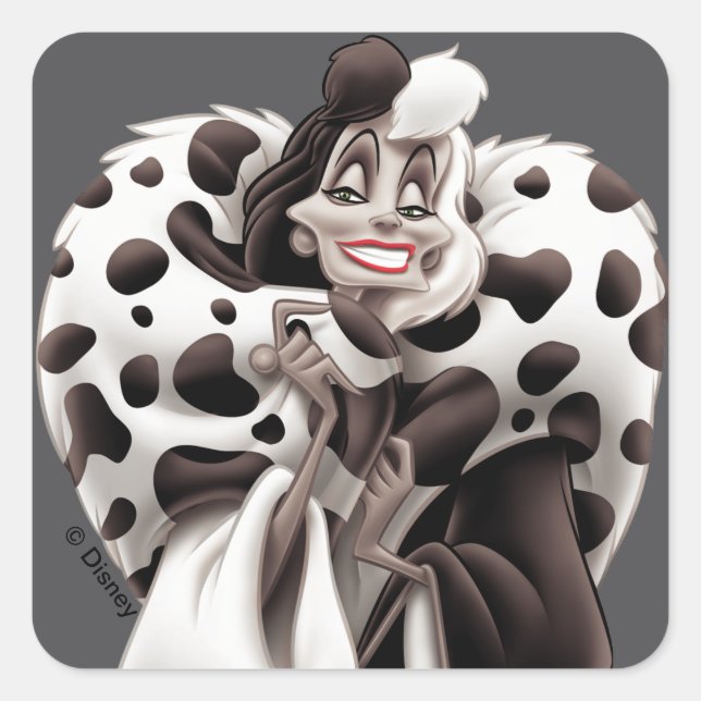 Cruella De Vil | "Sweet" Smile Square Sticker (Front)