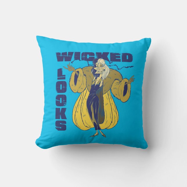 Cruella De Vil | Wicked Looks Throw Pillow (Front)