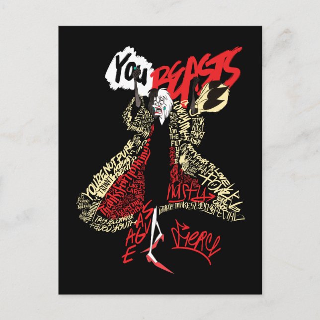 Cruella De Vil | You Beasts Postcard (Front)