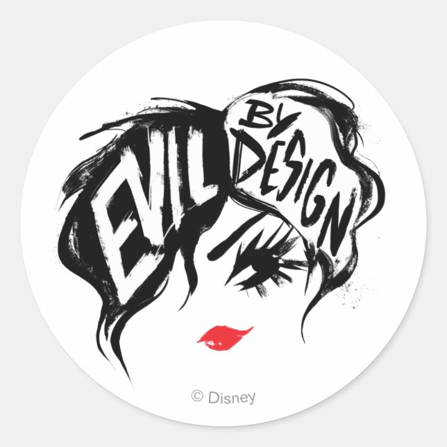 Cruella | Evil By Design Brush Stroke Painting Classic Round Sticker (Front)