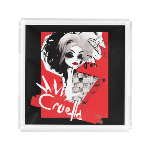 Cruella  Fashion Model Cruella Collage Acrylic Tray
