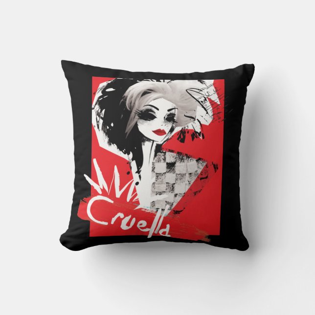 Cruella | Fashion Model Cruella Collage Throw Pillow (Front)