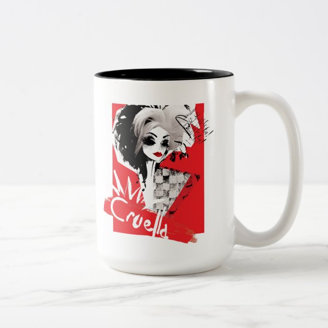 Cruella | Fashion Model Cruella Collage Two-Tone Coffee Mug (Right)