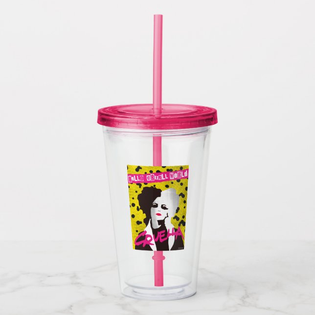 Cruella | Hello Cruell World Ransom Stencil Art Acrylic Tumbler (Front)