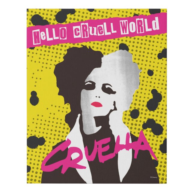 Cruella | Hello Cruell World Ransom Stencil Art Faux Canvas Print (Front)