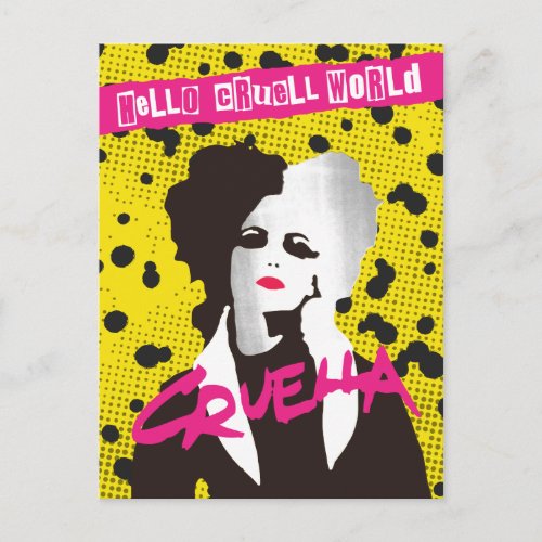 Cruella  Hello Cruell World Ransom Stencil Art Postcard