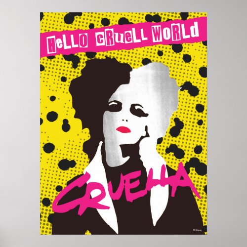 Cruella  Hello Cruell World Ransom Stencil Art Poster