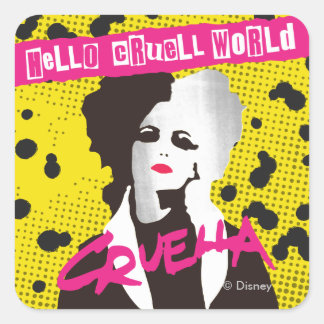 Cruella | Hello Cruell World Ransom Stencil Art Square Sticker