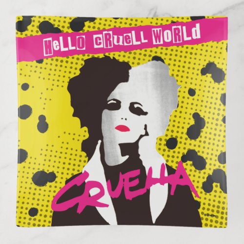 Cruella  Hello Cruell World Ransom Stencil Art Trinket Tray