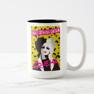 Cruella Hello Cruell World Ransom Stencil Art Two-Tone Coffee Mug