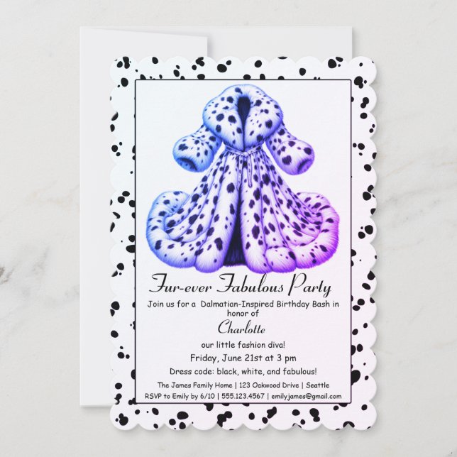 Cruella-Inspired Dalmatian Party – Birthday  Invitation (Front)