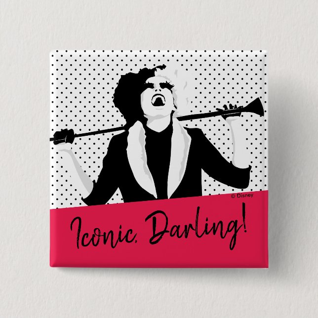 Cruella | Laughing Pop Art Stencil Portrait Button (Front)