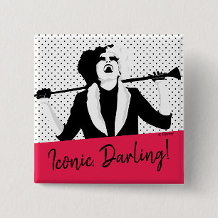Cruella   Laughing Pop Art Stencil Portrait Button