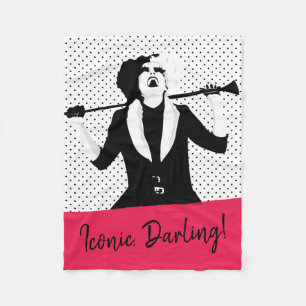 Cruella Laughing Pop Art Stencil Portrait Fleece Blanket