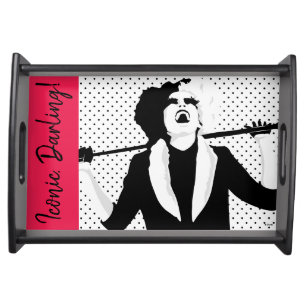 Cruella Laughing Pop Art Stencil Portrait Serving Tray