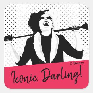 Cruella | Laughing Pop Art Stencil Portrait Square Sticker