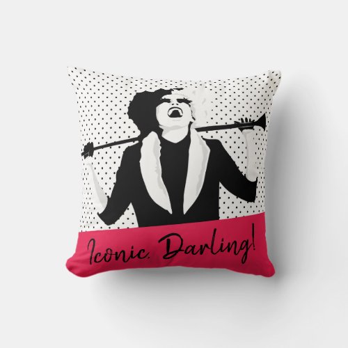 Cruella  Laughing Pop Art Stencil Portrait Throw Pillow