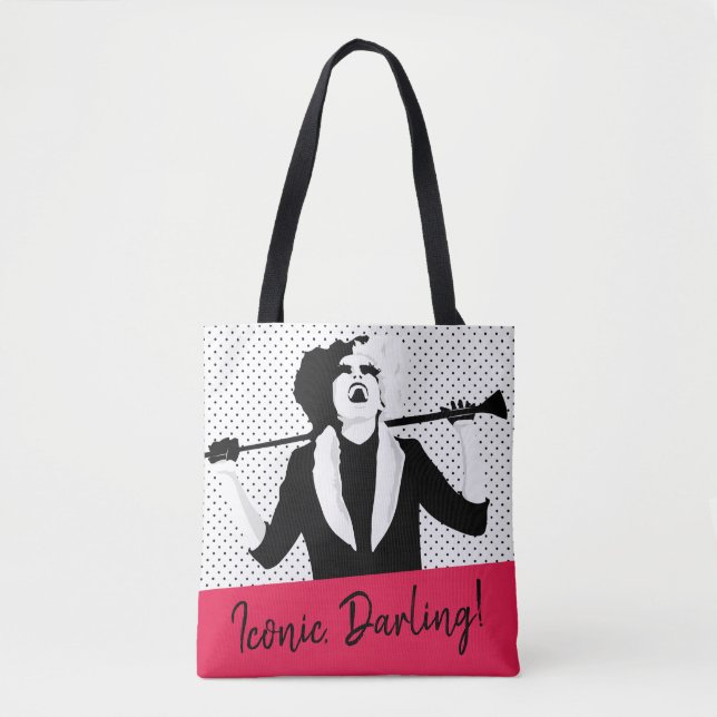 Cruella | Laughing Pop Art Stencil Portrait Tote Bag (Front)