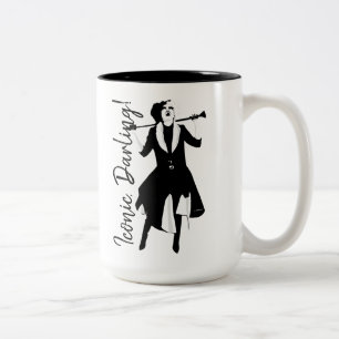 Cruella   Laughing Pop Art Stencil Portrait Two-Tone Coffee Mug