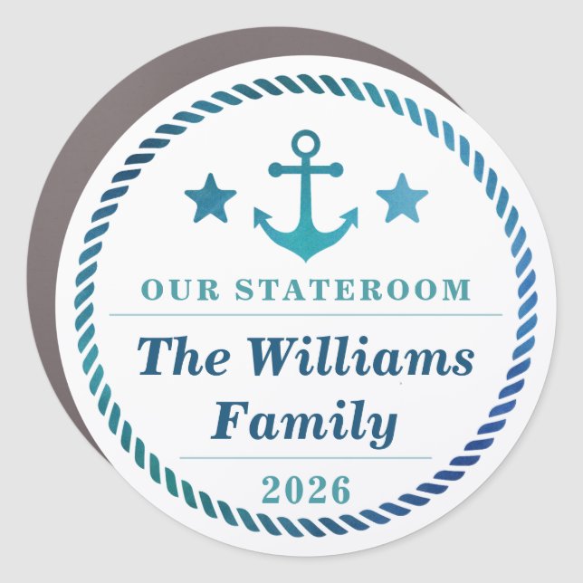 Cruise Anchor Decor Door Personalized Magnet (Front)