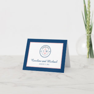 Cruise Anchor Navy and Pink   Thank You Card