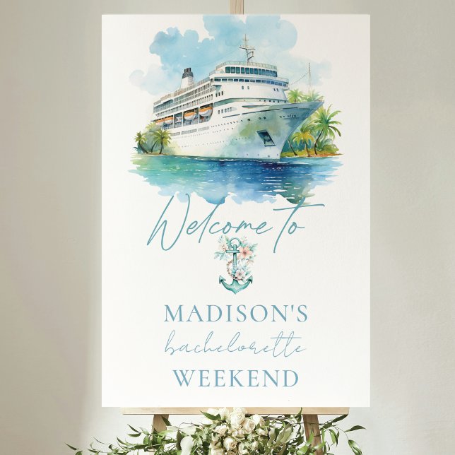 Cruise Bachelorette Party Custom Watercolor Boat Foam Board (Creator Uploaded)