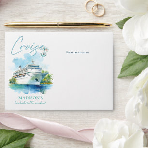 Cruise Bachelorette Party Watercolor Boat Envelope