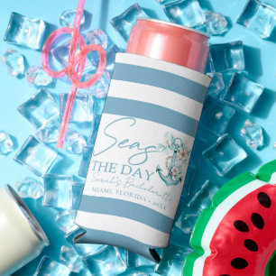 Cruise Bachelorette Personalized Seas the day Seltzer Can Cooler