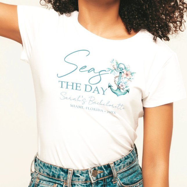 Cruise Bachelorette Personalized Seas the Day T-Shirt (Creator Uploaded)