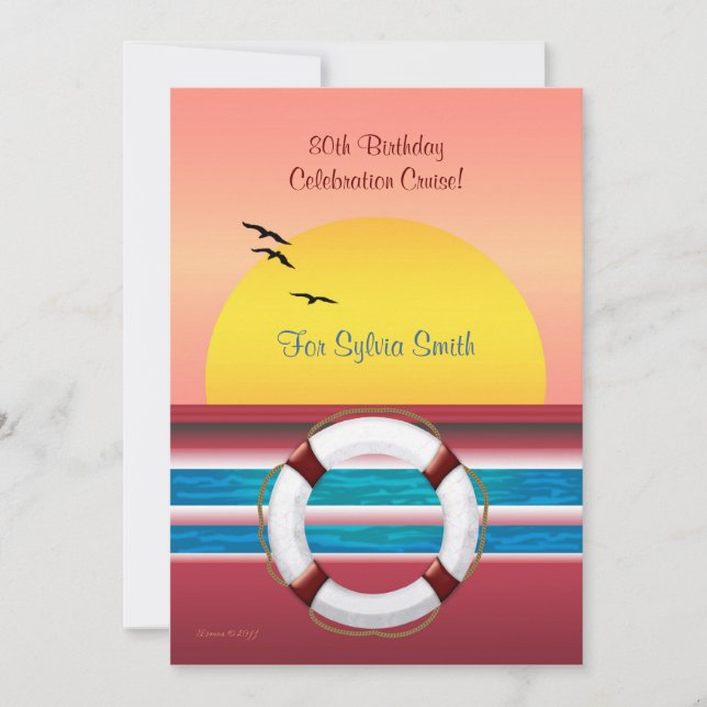 Cruise Birthday Invite - Sunset Design (Front)
