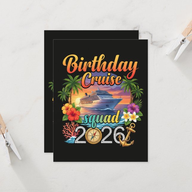 Cruise Birthday Party Vacation Invitation (Front/Back In Situ)