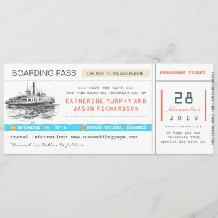 cruise boarding pass save the date tickets