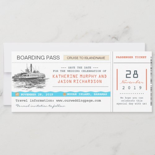 cruise boarding pass save the date tickets