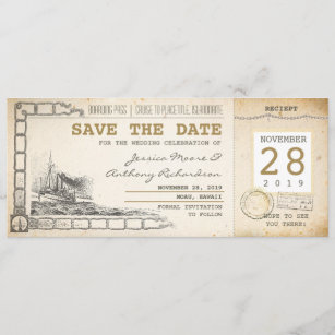 cruise boarding pass tickets for save the date