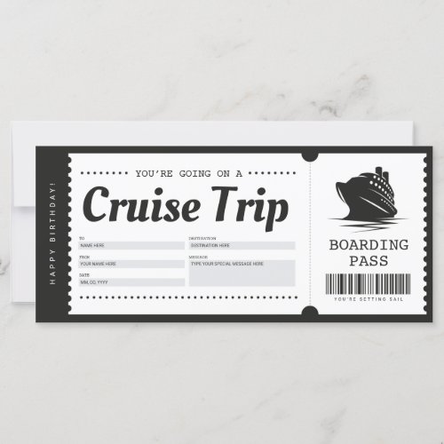 Cruise Boarding Pass Vacation Ticket Gift Voucher